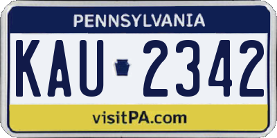 PA license plate KAU2342