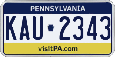 PA license plate KAU2343