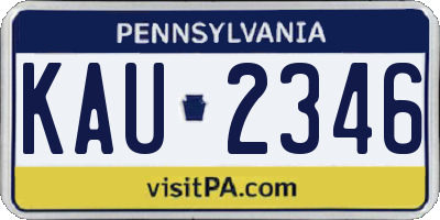 PA license plate KAU2346
