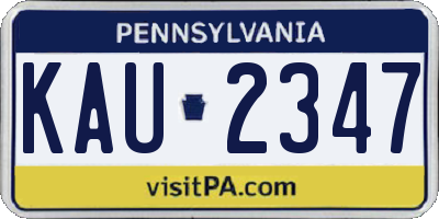 PA license plate KAU2347