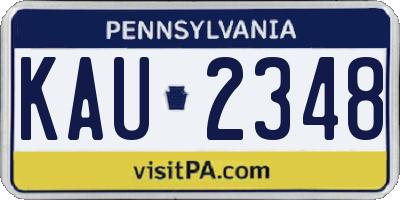 PA license plate KAU2348