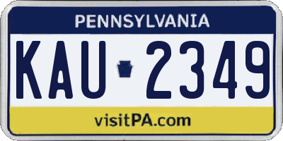 PA license plate KAU2349