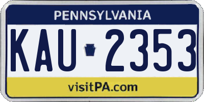 PA license plate KAU2353