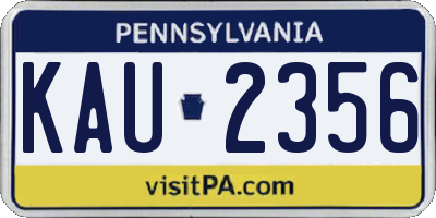 PA license plate KAU2356