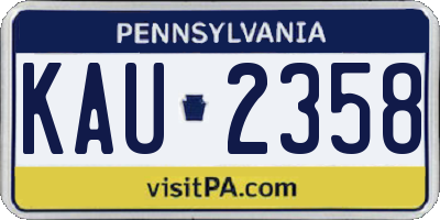 PA license plate KAU2358