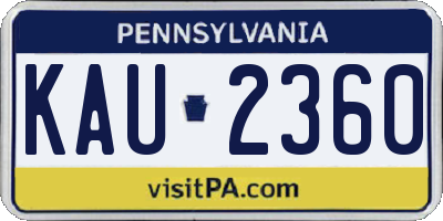 PA license plate KAU2360