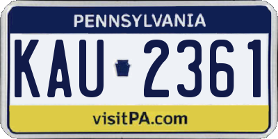 PA license plate KAU2361