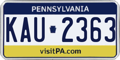 PA license plate KAU2363