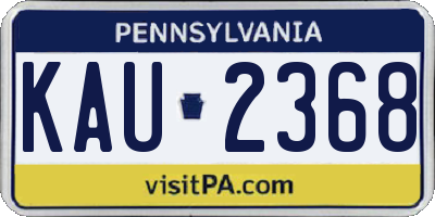 PA license plate KAU2368