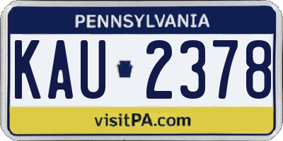 PA license plate KAU2378
