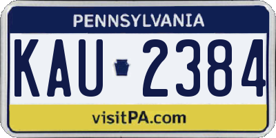PA license plate KAU2384