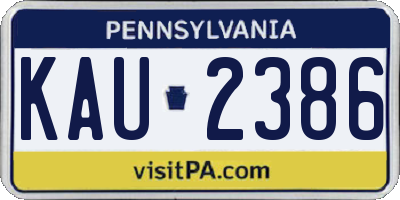 PA license plate KAU2386