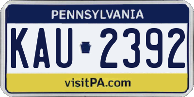 PA license plate KAU2392