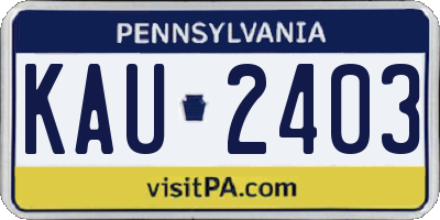 PA license plate KAU2403