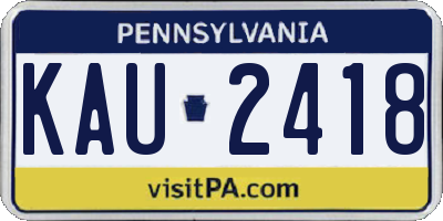 PA license plate KAU2418