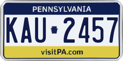 PA license plate KAU2457