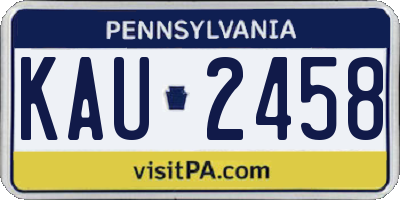 PA license plate KAU2458