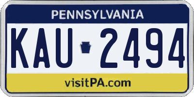 PA license plate KAU2494