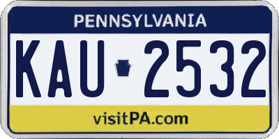 PA license plate KAU2532