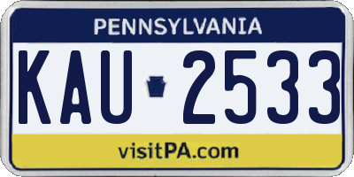 PA license plate KAU2533