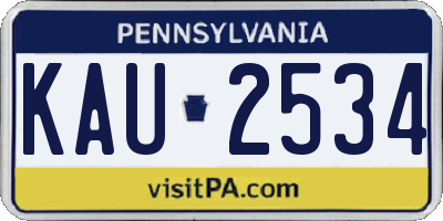PA license plate KAU2534