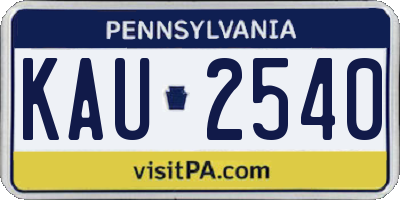 PA license plate KAU2540
