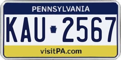 PA license plate KAU2567
