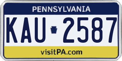 PA license plate KAU2587