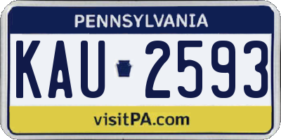 PA license plate KAU2593