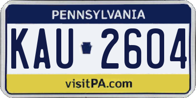 PA license plate KAU2604