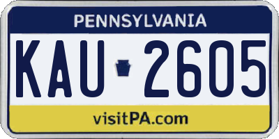 PA license plate KAU2605