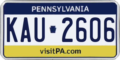 PA license plate KAU2606