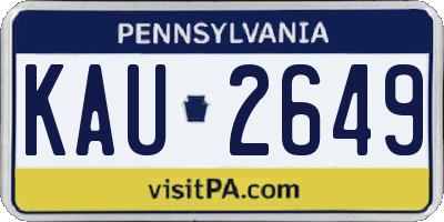 PA license plate KAU2649