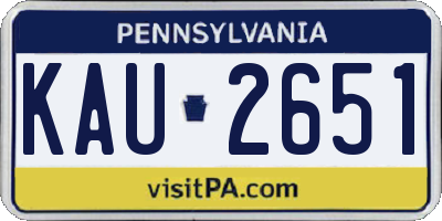 PA license plate KAU2651