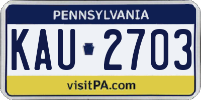 PA license plate KAU2703