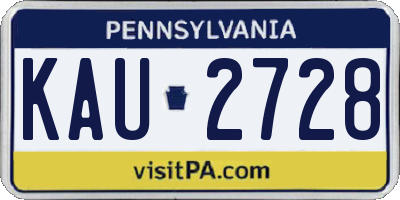 PA license plate KAU2728