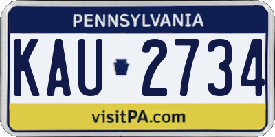 PA license plate KAU2734