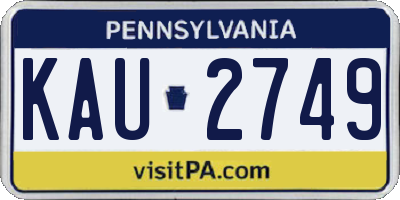 PA license plate KAU2749