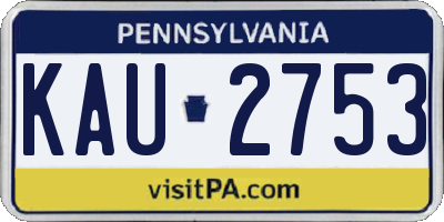 PA license plate KAU2753
