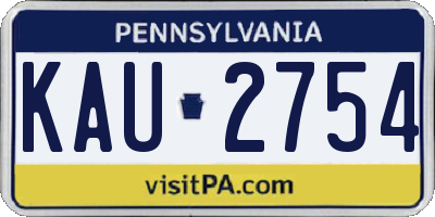 PA license plate KAU2754