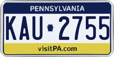 PA license plate KAU2755