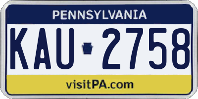 PA license plate KAU2758