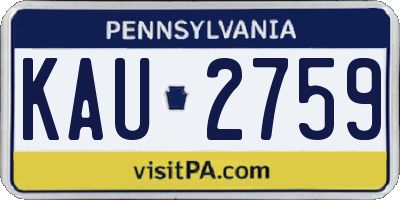 PA license plate KAU2759
