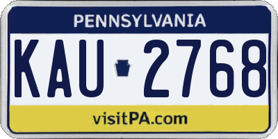 PA license plate KAU2768