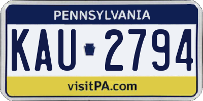 PA license plate KAU2794