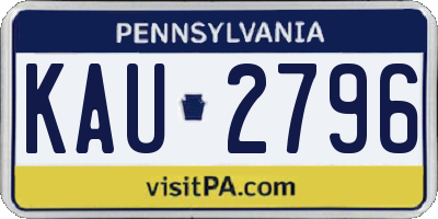 PA license plate KAU2796