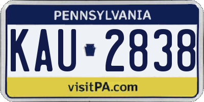 PA license plate KAU2838