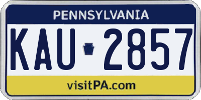 PA license plate KAU2857