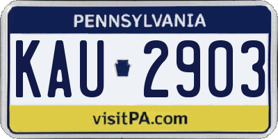 PA license plate KAU2903