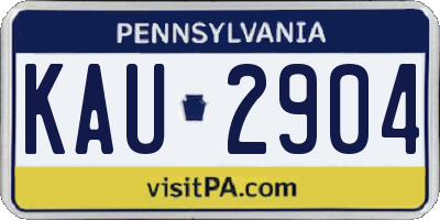 PA license plate KAU2904